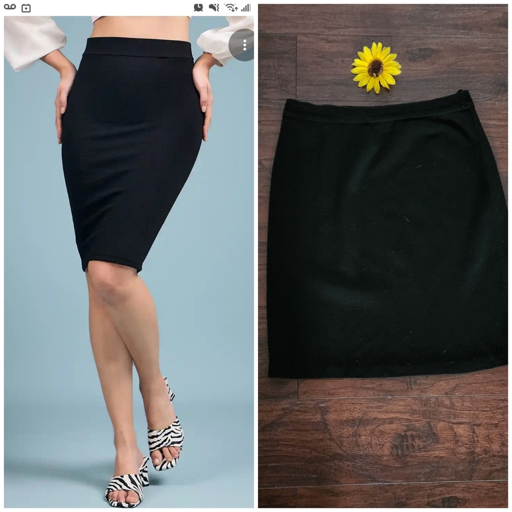VINTAGE Elegant Black WOOL Pencil Skirt By PRONTO ♠️🖤